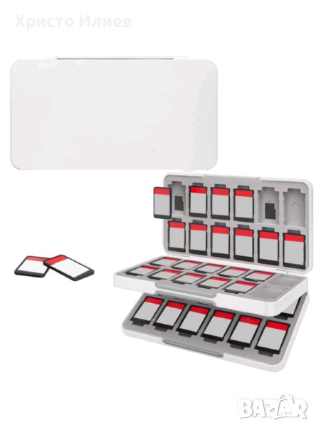 Nintendo Switch Кутия за Съхранение на 48 карти игри с магнитно затваряне Органайзер Кейс, снимка 1