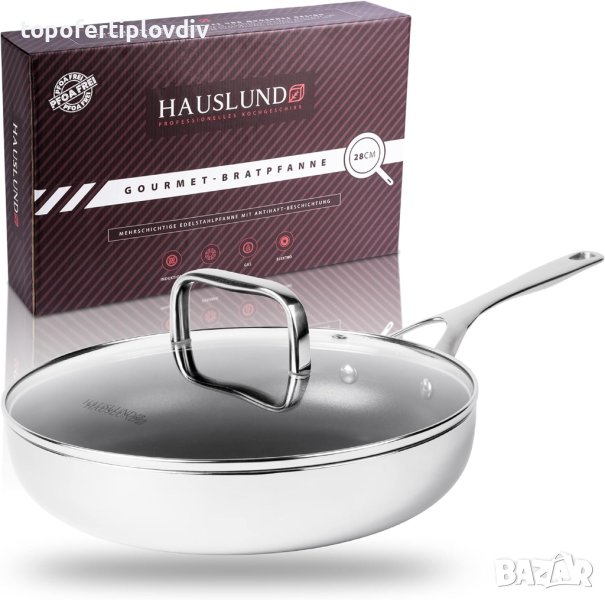Тиган с капак HAUSLUND® Frying Pan 28 cm Non-Stick Coating,Нов, снимка 1