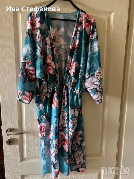 Нова наметка кимоно ръкав туника за плаж коприна копринена  универсален размер, снимка 1