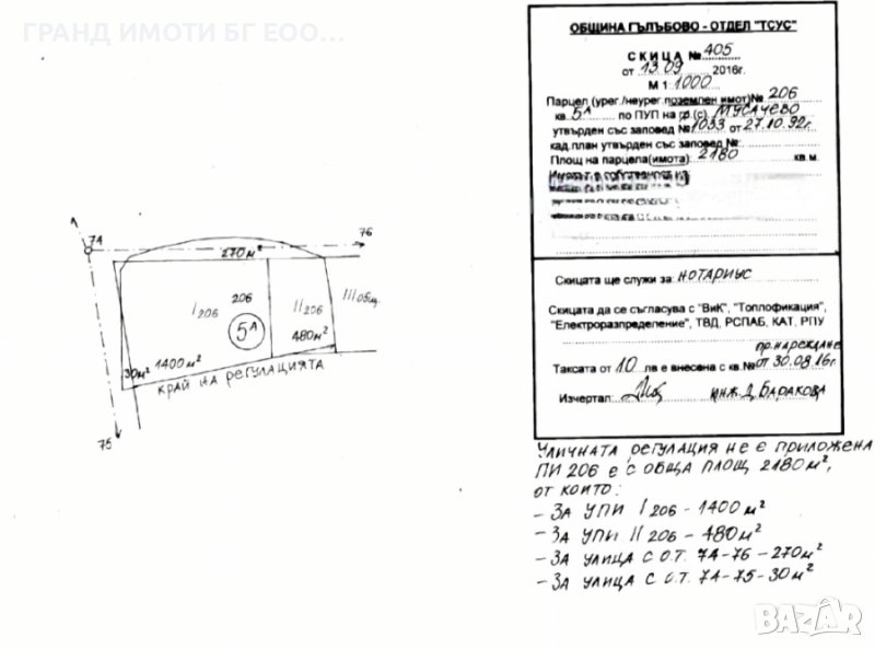 ГРАНД ИМОТИ БГ продава парцел в с.Мусачево, снимка 1