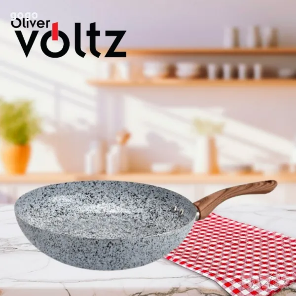 Тиган за палачинки Voltz Siena, Мраморно каменно керамично покритие, Светло сив, снимка 1