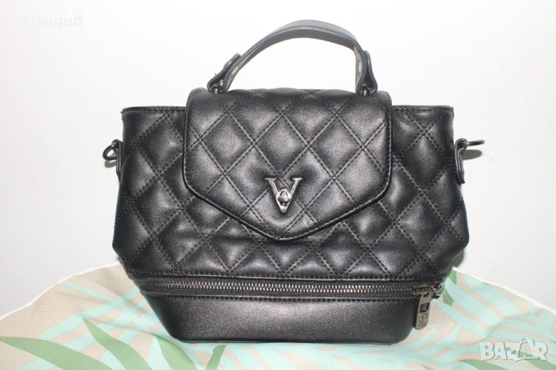 Ежедневна дамска чанта V, черна, еко кожа, снимка 1