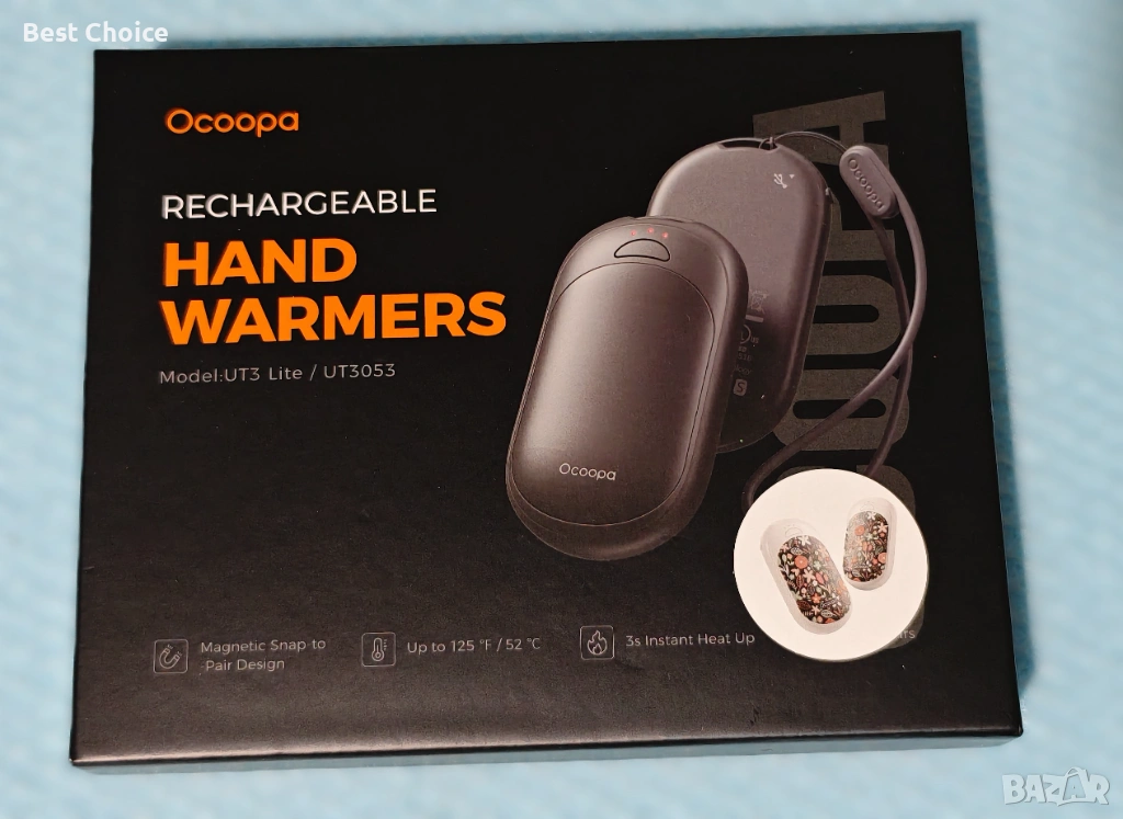 Презареждащи се електрически нагреватели за ръце Ocoopa UT3 Lite. , снимка 1