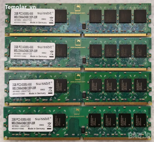 SWISSBIT 4x2 DDR2 800 at 1000 Elpida ICs // OCZ Reaper 2gb 1066, снимка 1