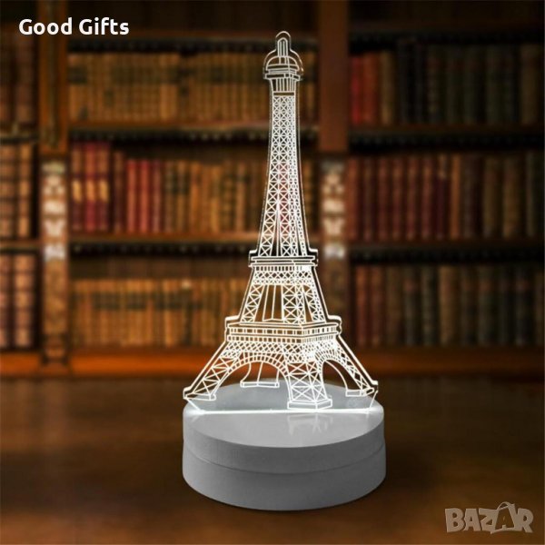Холограмна LED лампа CREATIVE 3D Айфеловата кула, снимка 1