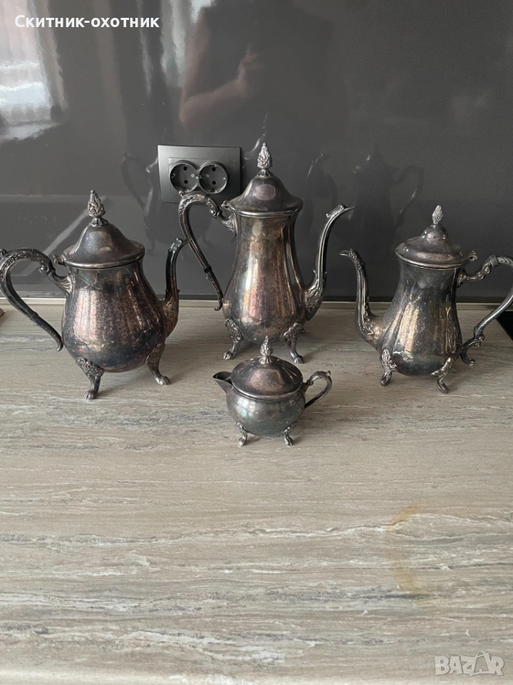 Стар посребрен чаен сервиз, снимка 1