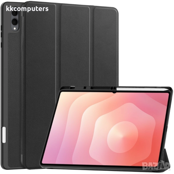 Защитен Кожен калъф за Samsung Galaxy Tab S11 Ultra с Протектор, Стойка и Слот за писалка | Зелен, Ч, снимка 1