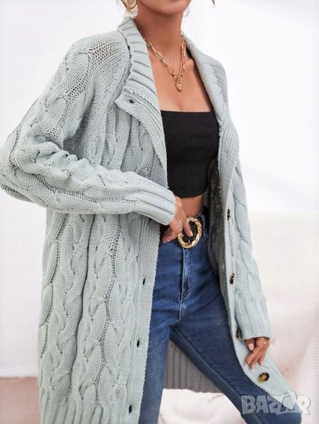 Сива дълга жилетка, Сива жилетка, Дълга жилетка, Зимна жилетка, снимка 1