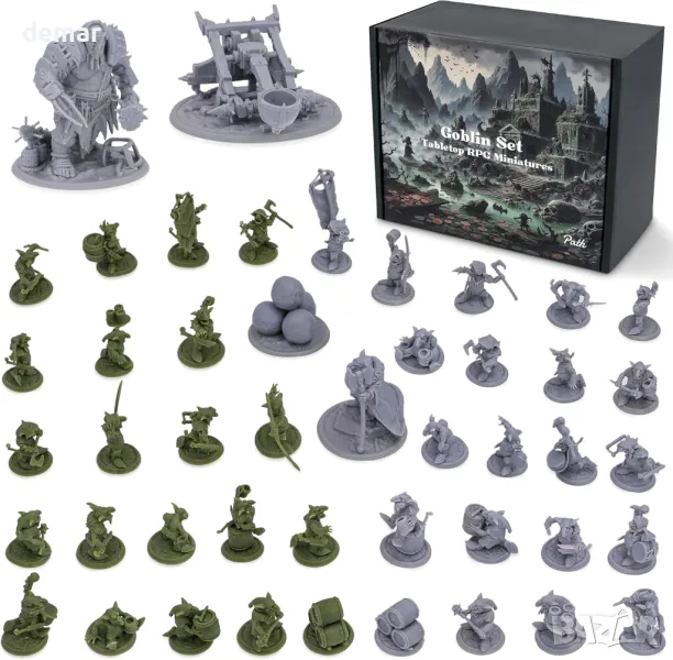 Комплектът Path Gaming Fantasy Goblins включва 28 мм миниатюри в неоцветен вид, снимка 1