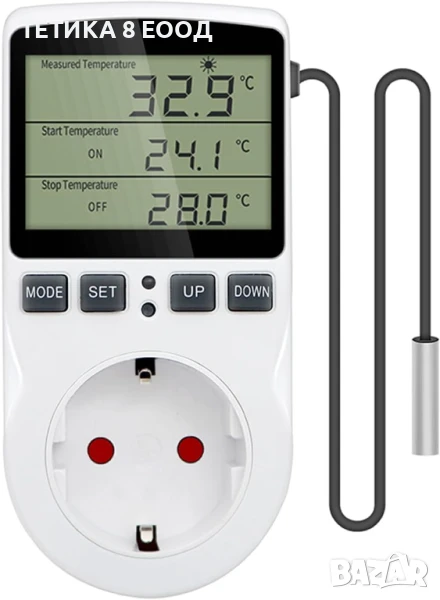 Цифров температурен контролер с контакт за сензор, контакт за термостат за отопление и охлаждане с т, снимка 1