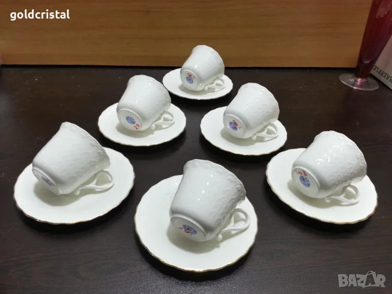 Стар български костен порцелан Бононя чашки за чай кафе, снимка 1