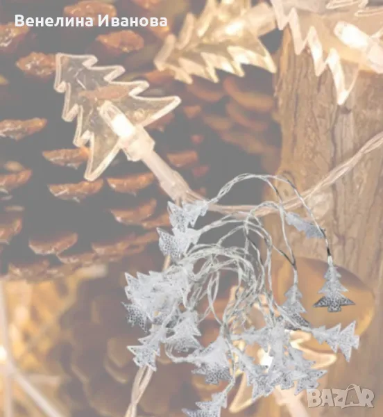 Вълшебни Коледни лампички с елхички, снимка 1