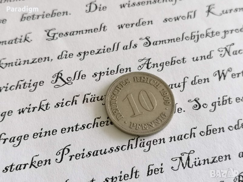 Райх монета - Германия - 10 пфенига | 1909г.; серия D, снимка 1
