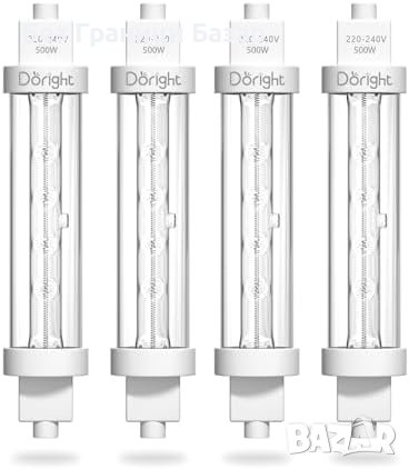 Нови 4 броя 500W R7S Халогенни Лампи 118mm Дълготрайност и Безопасност, снимка 1 - Крушки - 43423205