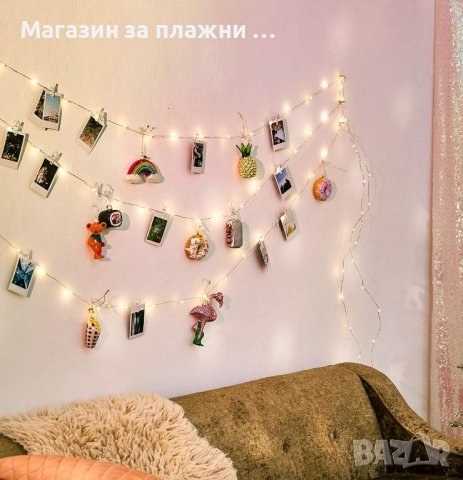 LED ЛАМПИЧКИ С МИНИ ЩИПКИ | 50 броя LED лампички с 50бр мини щипки за снимки - КОД 3812, снимка 3 - Декорация за дома - 39240417
