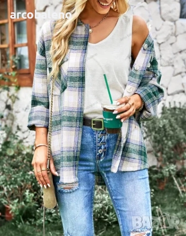 Дамска ежедневна риза-яке със средна дължина и дълги ръкави, 2цвята , снимка 8 - Якета - 51471489