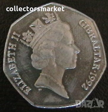 50 пенса 1992, Гибралтар, снимка 2 - Нумизматика и бонистика - 28288298