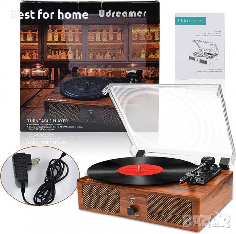 Грамофон с винилови грамофонни плочи1, блуут и запис Udreamer UD001-Y, снимка 7 - Грамофони - 37387693