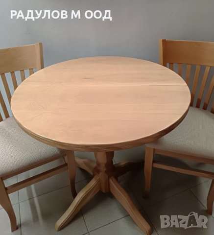 Комплект маса и два стола буков масив Троянска мебел, снимка 3 - Маси - 43988306