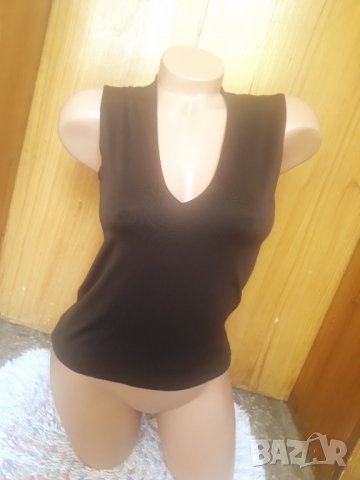 Кафяв къс потник ESPIRIT с V-образно деколте С, снимка 1