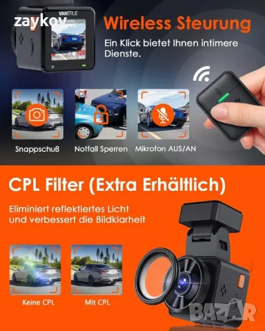 видеорегистратор VANTRUE E1 2.7K Dashcam Mini Car WiFi GPS, 2.5K 1440P/60FPS Dash Cam, снимка 4 - Друга електроника - 49820754