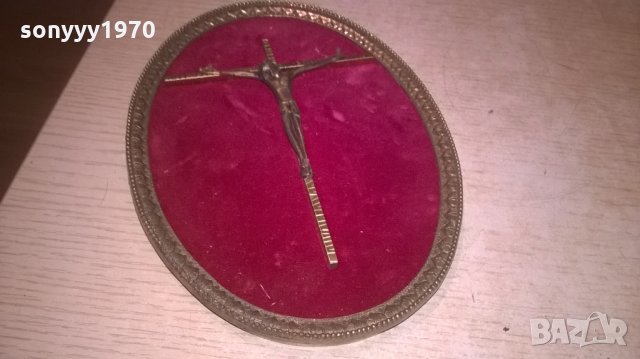 кръст с христос-масивен мед/месинг-внос франция, снимка 5 - Колекции - 26689070