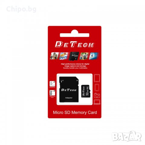 Карта памет DeTech Micro SDHC-I, 4GB, Class 10 + Адаптер, снимка 2 - Карти памет - 35248132