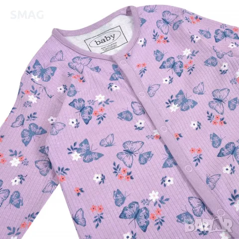 Бебешко боди ромпър Лилаво Сини Пеперуди S_1220515, снимка 2 - Бебешки гащеризони - 49739909