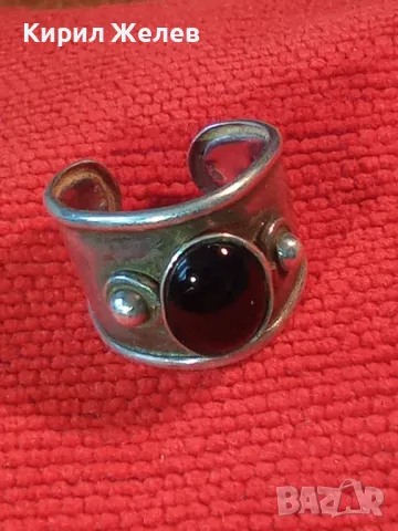 РЕТРО АРТ СТИЛ РЕГУЛИРУЕМ СКЪПОЦЕНЕН СРЕБЪРЕН ПРЪСТЕН СРЕБРО 925 с РЪЧНО ПОЛИРАН ЧЕРЕН ОНИКС 49918, снимка 15 - Пръстени - 49886371