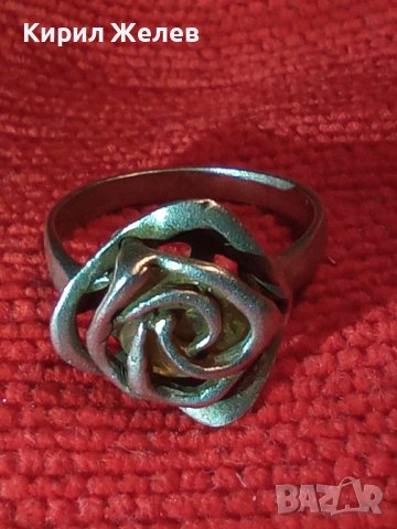 СРЕБЪРЕН РЕТРО АРТ ПРЪСТЕН РОЗА СРЕБРО 925 АЖУРНА РЪЧНА СТАРА ИЗРАБОТКА 40155, снимка 2 - Пръстени - 43226765