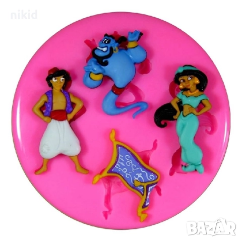 Аладин и вълшебната лампа Жасмин силиконов молд форма фондан шоколад 