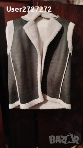 Маслено зелен плюшен елек 