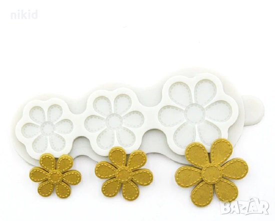 3 едри цветя с контур силиконов молд форма за декорация и украса торта фондан шоколад, снимка 2 - Форми - 26544088
