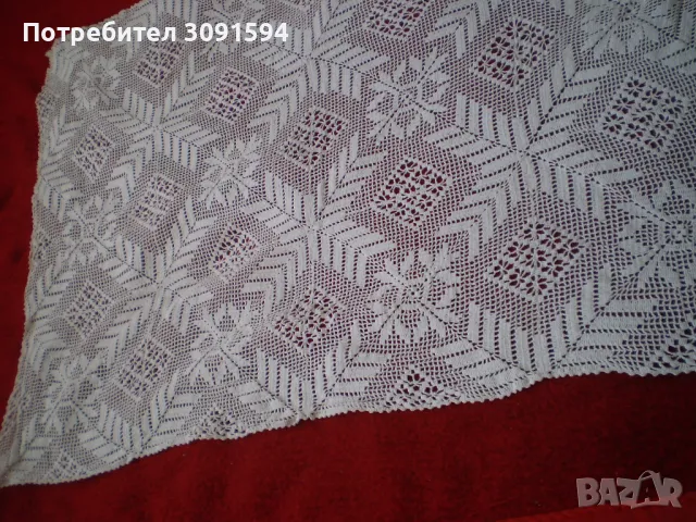 Красива бяла правоъгълна плетена на една кука покривка, снимка 2 - Декорация за дома - 50181509