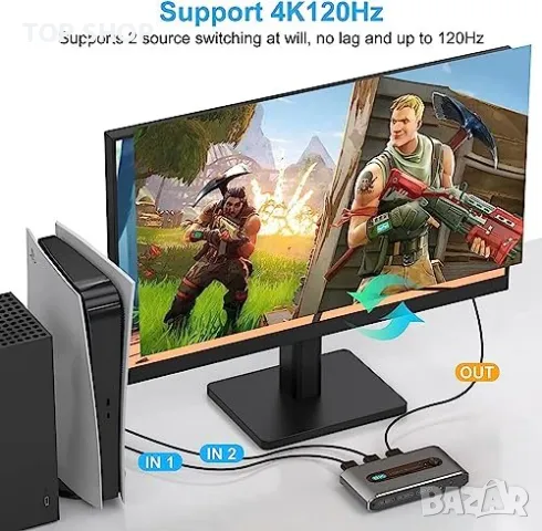 Нов 8K 2 в 1 HDMI превключвател Ръчен селектор за  PS5, PS4, Nintendo Switch, снимка 7 - Друга електроника - 49457986