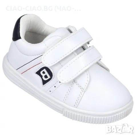 Бели бебешки обувки Унисекс със синьо лого BUBBLE KIDS, снимка 2 - Бебешки обувки - 50154160