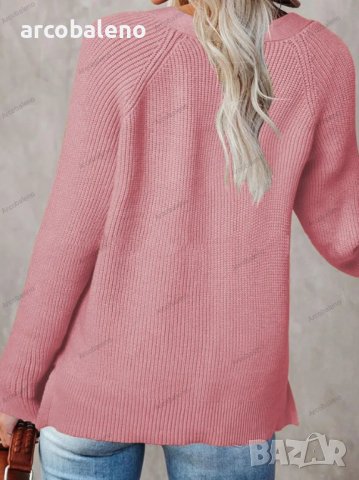Дамски ежедневен моден плетен пуловер с V-образно деколте, 5цвята - 023, снимка 17 - Блузи с дълъг ръкав и пуловери - 39728515