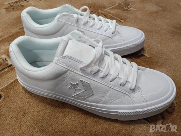 Чисто нови оригинални бели мъжки маратонки Converse 44 ти номер, 28 см, Текстил, Кожа, снимка 3 - Маратонки - 53401480