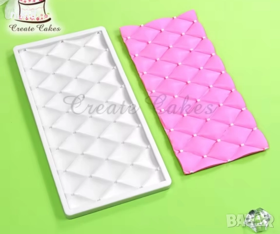 Едри ромбове геометрична мрежа решетка релеф силиконов молд кант борд фондан шоколад декор торта 