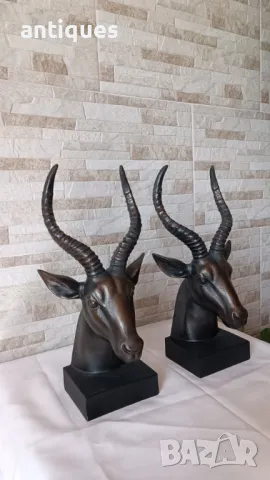 Стари подпори за книги - стопери - Антилопи - 37см , снимка 2 - Други ценни предмети - 49127492