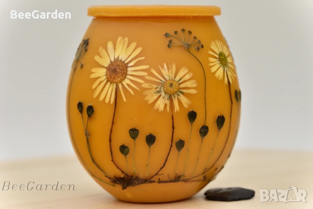 Ръчно изработено бурканче от пчелен восък с пчелен мед, снимка 9 - Пчелни продукти - 43761816