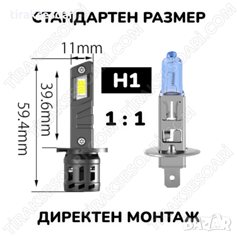 2024 Модел 200W LED Диодни крушки H1 12V 300% Светлина, Умален модел, снимка 2 - Аксесоари и консумативи - 44909152