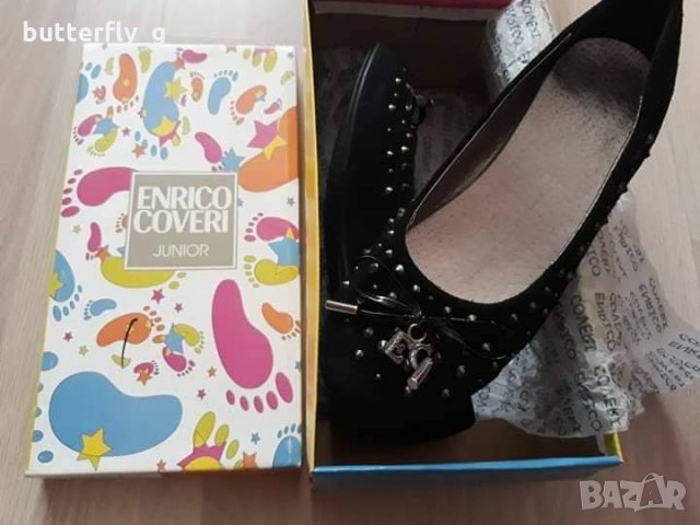 ENRICO COVERI оригинални черни обувки/балеринки от естествена кожа