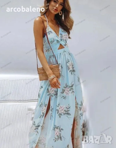 Дамска рокля с V-образно деколте и шифонов принт, 3цвята , снимка 9 - Рокли - 40692971