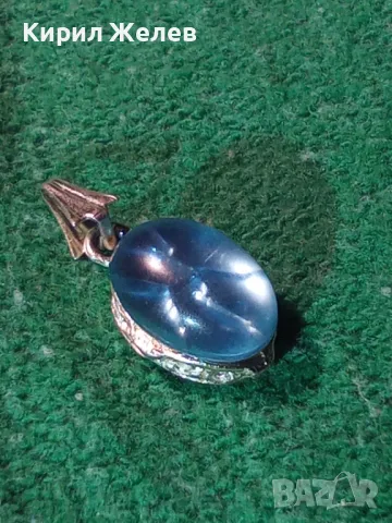 КРАСИВ МЕДАЛЬОН със СИНО КРИСТАЛЧЕ 14456, снимка 7 - Колиета, медальони, синджири - 29825517