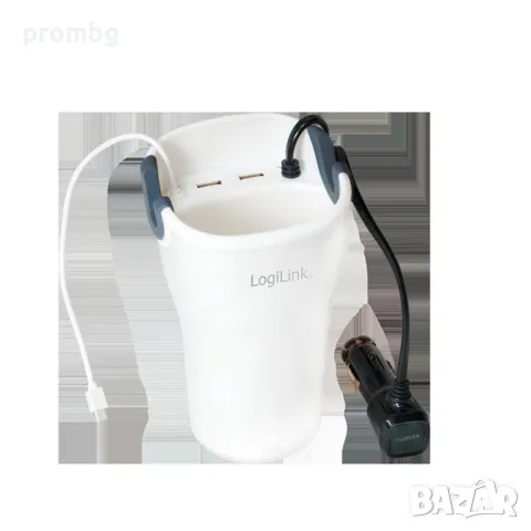 зарядно за кола, чаша, USB, поставка за телефон, LogiLink, Германия, снимка 2 - Аксесоари и консумативи - 47739422