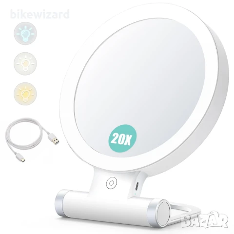 B Beauty Planet Увеличително огледало с осветление, 20x/1x  НОВО С ПРОБЛЕМ