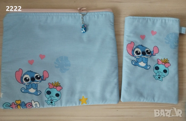  Текстилна папка ,голям несесер Стич за учебници , лаптоп и др., снимка 3 - Учебници, учебни тетрадки - 51692903