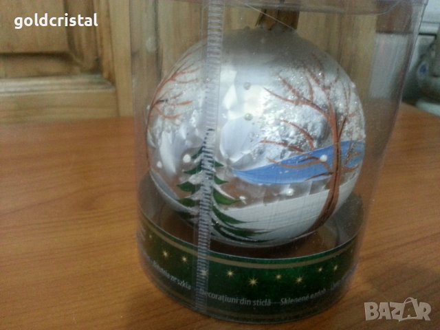 Стъклена коледна топка за елха ръчно рисувана, снимка 5 - Антикварни и старинни предмети - 43237427
