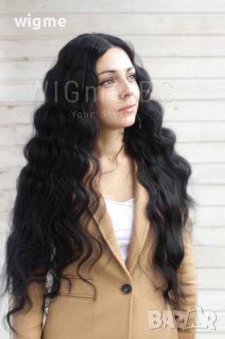 Дълга черна къдрава лейс фронт перука Роберта, снимка 4 - Аксесоари за коса - 39378755